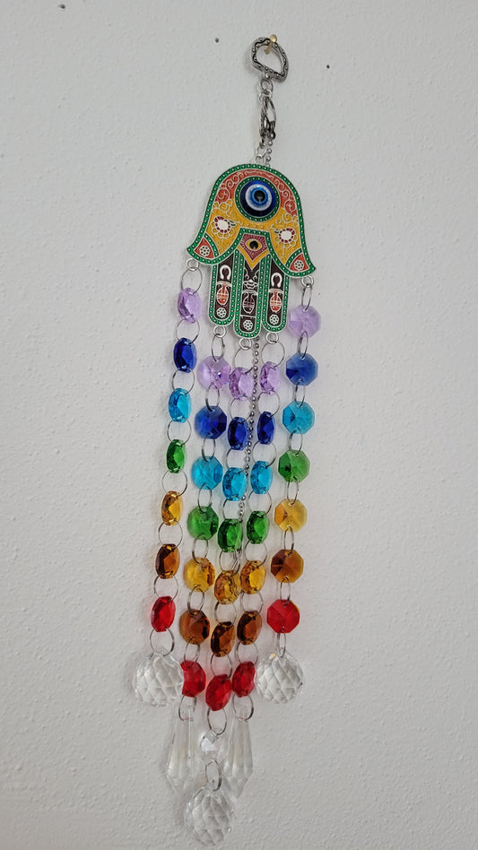 Hamsa Hand Chakra Suncatcher